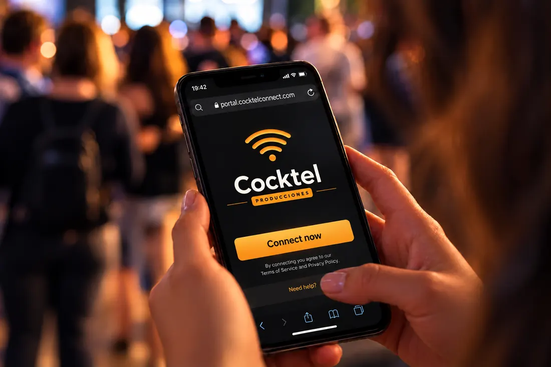 Invitada conectándose al portal WiFi del evento